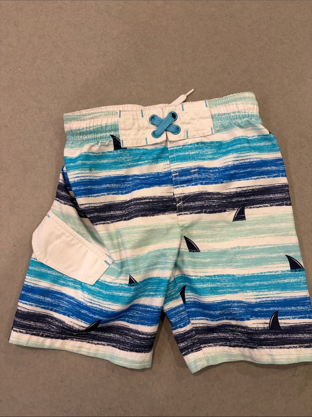 Cat & Jack Boys' Blue Stripe Shark Swim Shorts